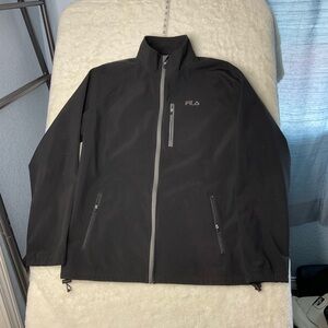 FILA Men’s Black Softshell Jacket | Size L | Full Zip Windbreaker